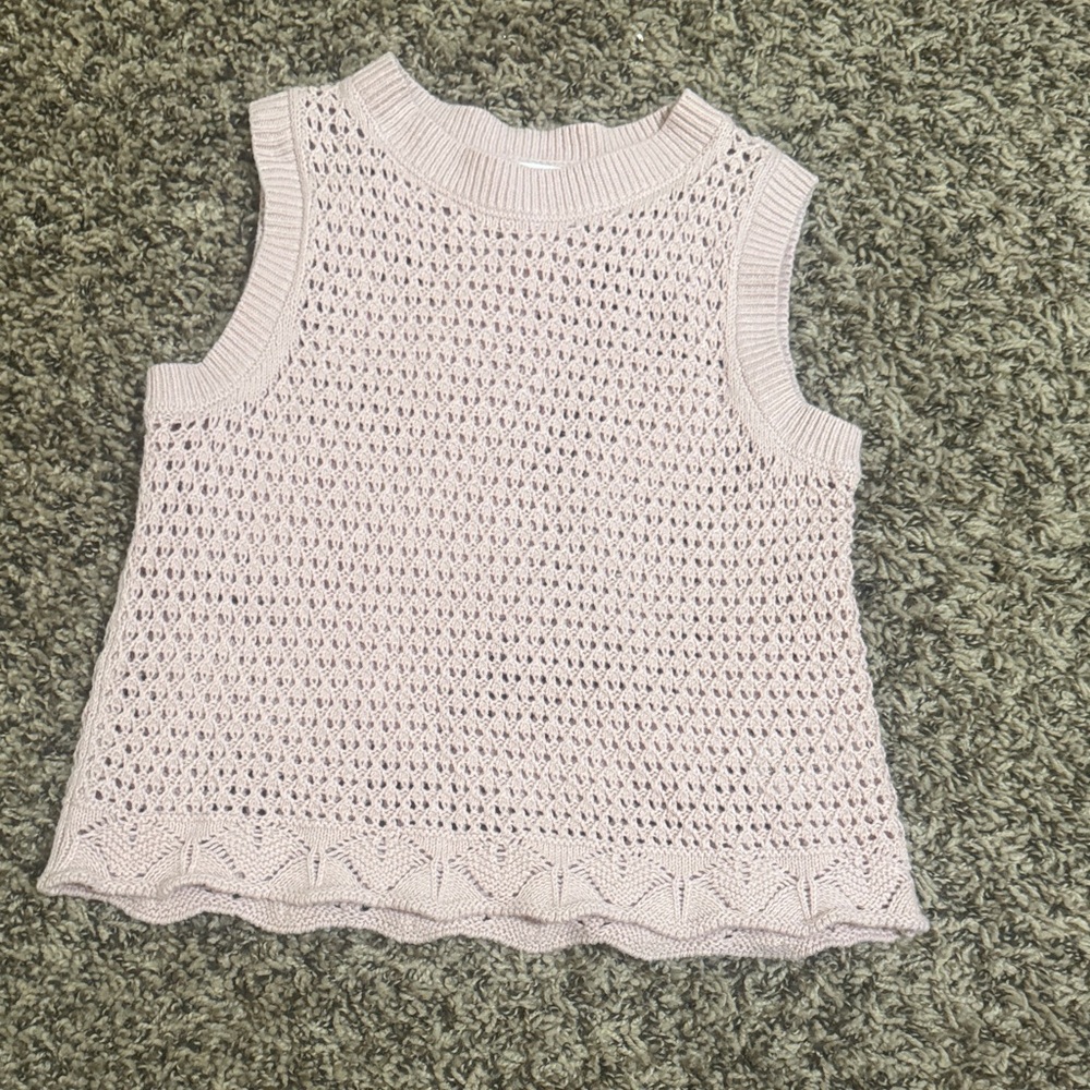 Cat & Jack Pale Pink Open-Knit Sleeveless Tank